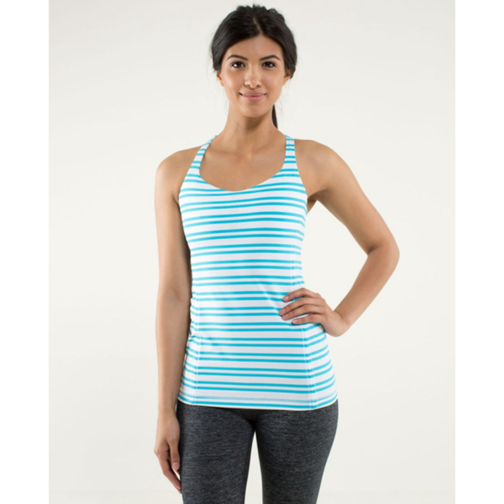 Lululemon Free To‎ Be Tank Twin Stripe Spry Blue / Spry Blue 6